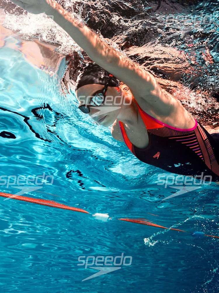 Speedo Navy/Pink Placement Laneback Swimsuit - Image 6 of 7