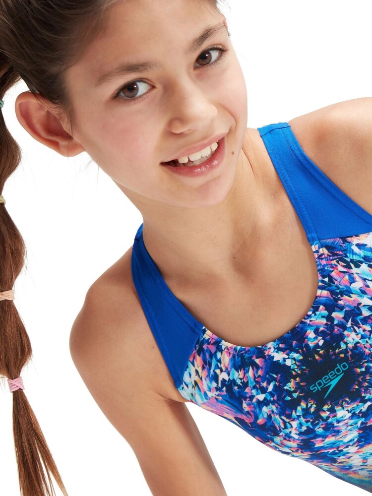 Speedo Blue Digital Placement Splashback Swimsuit - Image 4 of 8