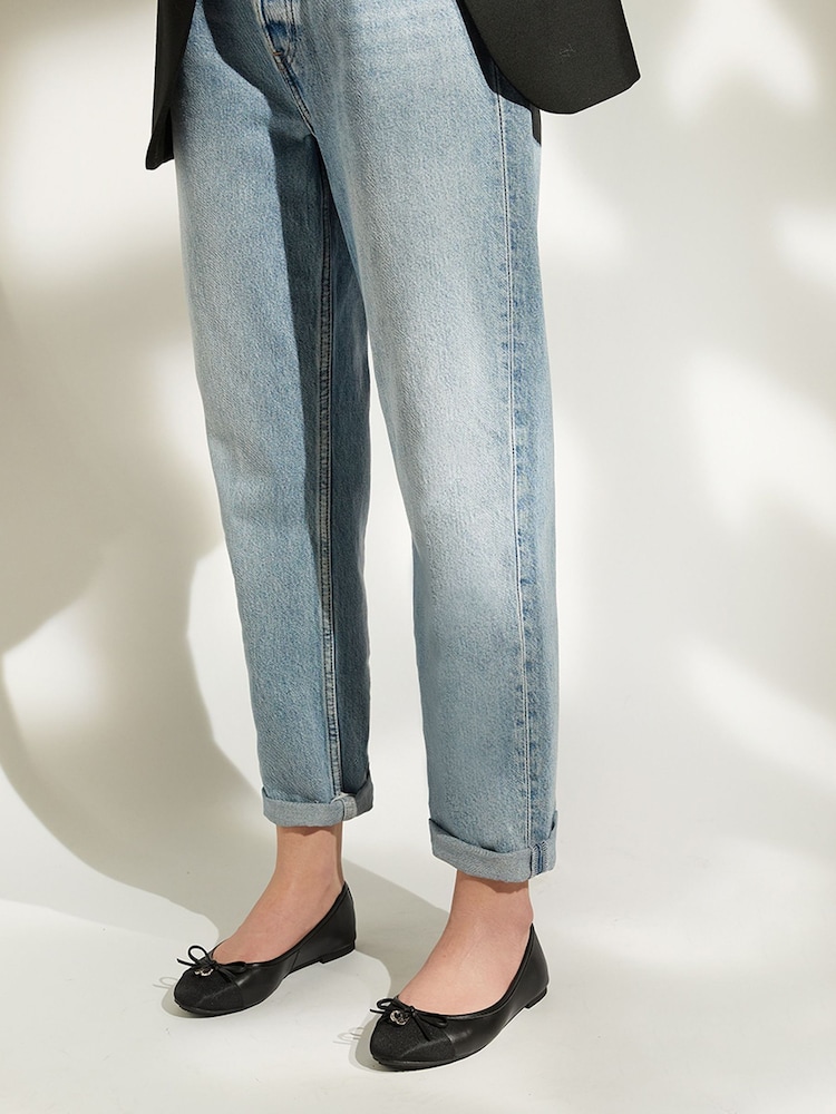 Dune London Black Standard Fit Hallo Charm Trim Leather Ballet Shoes - Image 1 of 5 Dune London Black Standard Fit Hallo Charm Trim Leather Ballet Shoes - Image 1 of 5