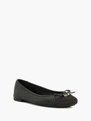 Dune London Black Standard Fit Hallo Charm Trim Leather Ballet Shoes - Image 3 of 5