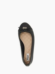 Dune London Black Standard Fit Hallo Charm Trim Leather Ballet Shoes - Image 5 of 5