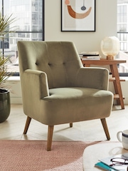 Soft Velvet Dark Sage Green Carter Armchair - Image 1 of 8