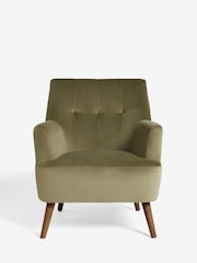 Soft Velvet Dark Sage Green Carter Armchair - Image 2 of 8