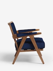 Bronx Frame Soft Velvet Navy Blue Abe Wooden Accent Chair - Image 5 of 8
