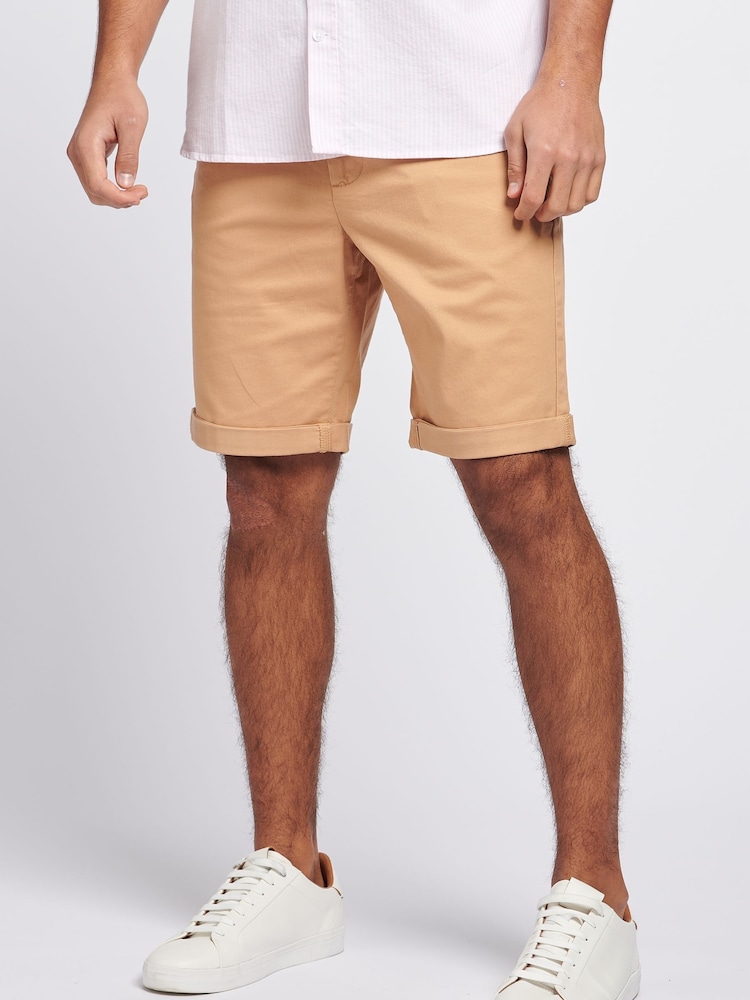 Jack Wills Brown Cotton Twill Chino Shorts - Image 1 of 4