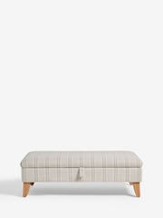 Thatched Linen Look Stripe Natural Albury Large with Storage Footstool - Image 3 of 8