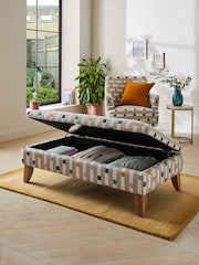 Chunky Stripe Geo Grey Albury Large Footstool - Image 2 of 9