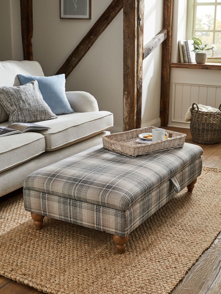 Versatile Check Nevis Grey Albury Large Footstool - Image 1 of 8