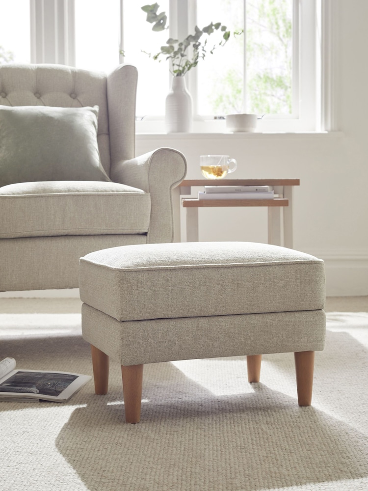 Tweedy Plain Light Natural Sherlock Storage Footstool - Image 1 of 8
