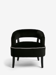 Soft Velvet Black Remi Wood Accent Chair - Image 2 of 9
