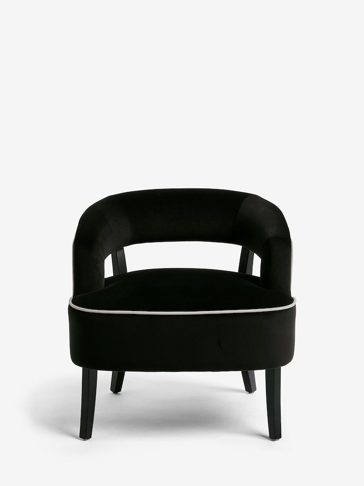 Soft Velvet Black Remi Wood Accent Chair - Image 2 of 9