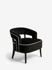 Soft Velvet Black Remi Wood Accent Chair - Image 5 of 9