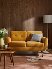 Soft Velvet Ochre Yellow Bronx Leg Wilson Compact 2 Seater Sofa in a Box - Image 1 of 10