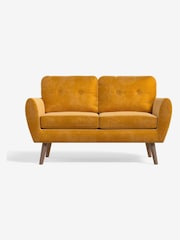Soft Velvet Ochre Yellow Bronx Leg Wilson Compact 2 Seater Sofa in a Box - Image 6 of 10