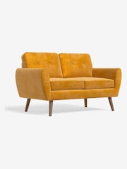 Soft Velvet Ochre Yellow Bronx Leg Wilson Compact 2 Seater Sofa in a Box - Image 7 of 10