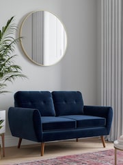 Soft Velvet Navy Blue Bronx Leg Wilson Compact 2 Seater Sofa in a Box - Image 1 of 8