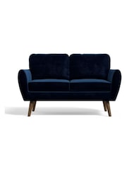Soft Velvet Navy Blue Bronx Leg Wilson Compact 2 Seater Sofa in a Box - Image 2 of 8