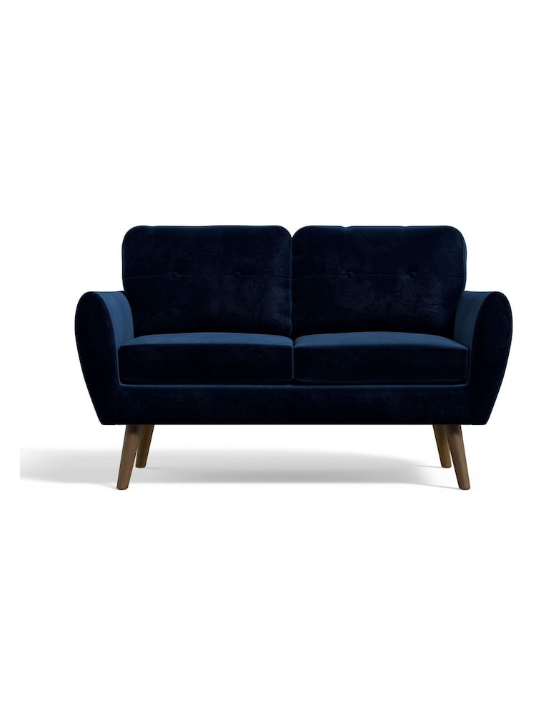 Soft Velvet Navy Blue Bronx Leg Wilson Compact 2 Seater Sofa in a Box - Image 2 of 8