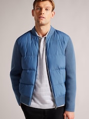 Ted Baker Spores Mid Blue Long Sleeve Regular Wadded Zip Through Jacket - Image 1 of 5