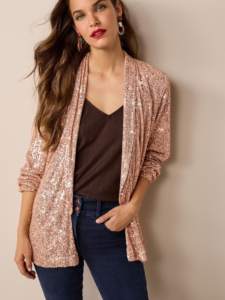 Gold Sparkle Sequin Blazer - Image 1 of 6 Gold Sparkle Sequin Blazer - Image 1 of 6