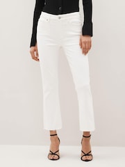 Paige Cream Colette Crop Flare Raw Hem Jeans - Image 1 of 5