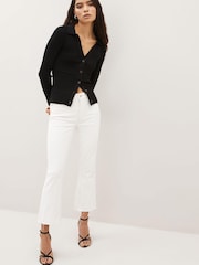 Paige Cream Colette Crop Flare Raw Hem Jeans - Image 3 of 5