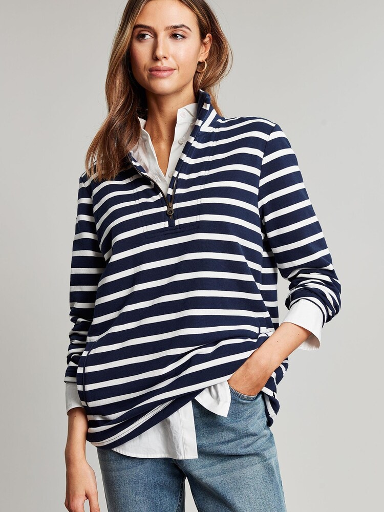 Joules Blue Pip Stripe Sweatshirt - Image 1 of 6