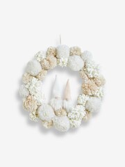 Natural Gonk Pom Pom Christmas Wreath - Image 2 of 3