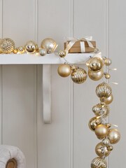 Gold Pre Lit Bauble Christmas Garland - Image 1 of 3