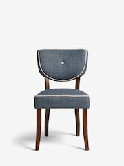 Nina Campbell Set of 2 Clabon Indigo Ashburn Walnut Effect Leg Dining Chairs - Image 2 of 6