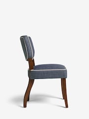 Nina Campbell Set of 2 Clabon Indigo Ashburn Walnut Effect Leg Dining Chairs - Image 4 of 6