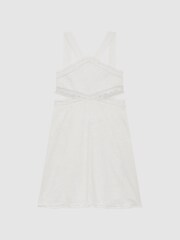 Reiss Ivory Louisa Senior Cross Back Embroidered Dress - Image 2 of 6