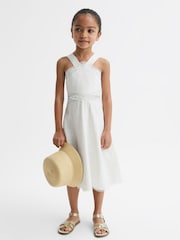Reiss Ivory Louisa 4-9 yrs Cross Back Embroidered Dress - Image 1 of 6