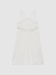 Reiss Ivory Louisa 4-9 yrs Cross Back Embroidered Dress - Image 2 of 6