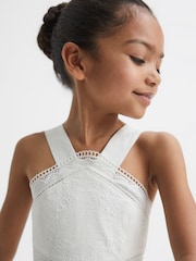 Reiss Ivory Louisa 4-9 yrs Cross Back Embroidered Dress - Image 4 of 6