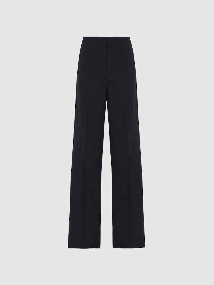 Reiss Navy Iria Wool Blend Wide Leg Suit Trousers - Image 2 of 7