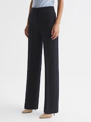 Reiss Navy Iria Wool Blend Wide Leg Suit Trousers - Image 3 of 7