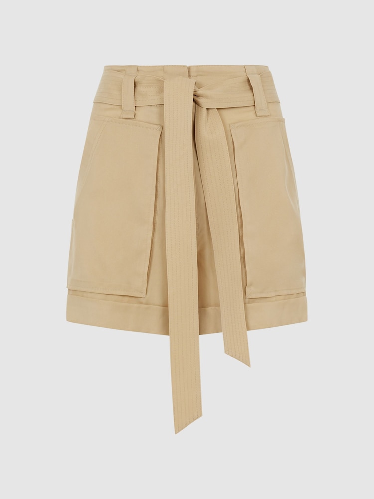 Reiss Neutral Joanie Mid Rise Utility Shorts - Image 2 of 6