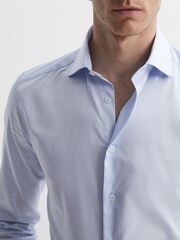 Reiss Soft Blue Premote Slim Fit Cotton Cutaway Collar Shirt - Image 3 of 5