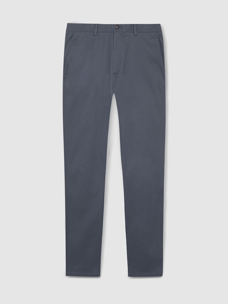 Reiss Airforce Blue Pitch Slim Fit Washed Cotton Blend Chinos - Image 2 of 6