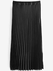 Black Satin Pleated Midi Skirt - Image 4 of 4