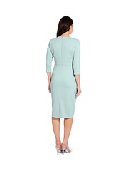 Adrianna Papell Green Knit Crepe Tie Waist Sheath Dress - Image 2 of 4