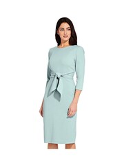Adrianna Papell Green Knit Crepe Tie Waist Sheath Dress - Image 3 of 4