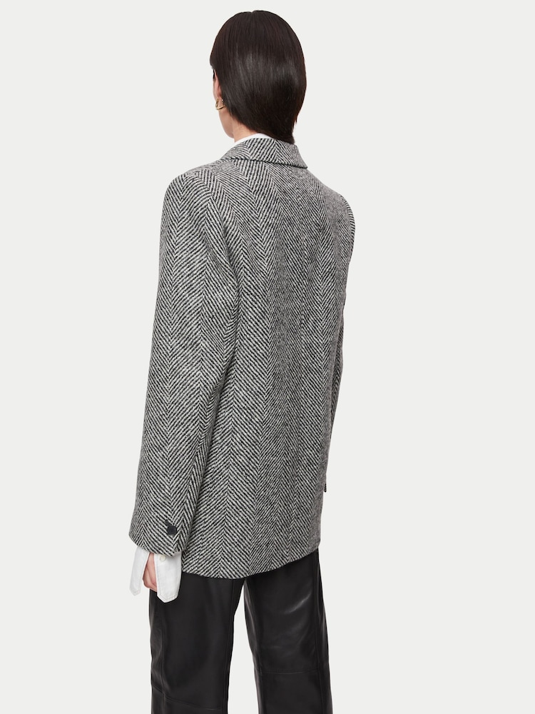 Jigsaw Black Wool Herringbone Langford Coat - Image 2 of 6