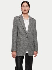 Jigsaw Black Wool Herringbone Langford Coat - Image 3 of 6