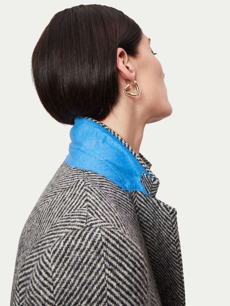 Jigsaw Black Wool Herringbone Langford Coat - Image 6 of 6