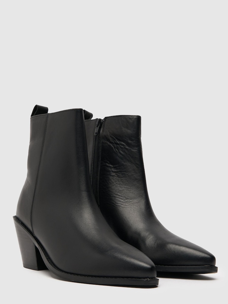 Schuh Callie Leather Western Black Boots - Image 2 of 4