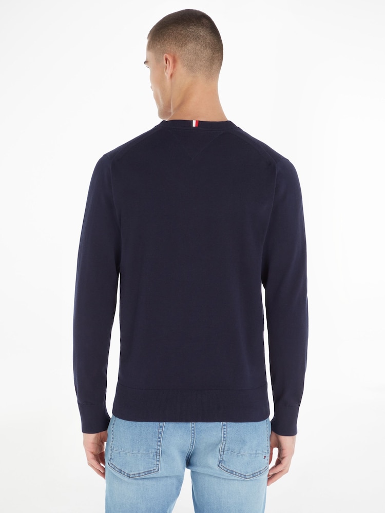 Tommy Hilfiger Blue V-Neck Jumper - Image 2 of 6