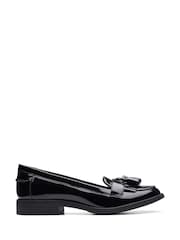Clarks Black Wide Fit (E) Patent Leather Loafer Shoes - Image 1 of 6