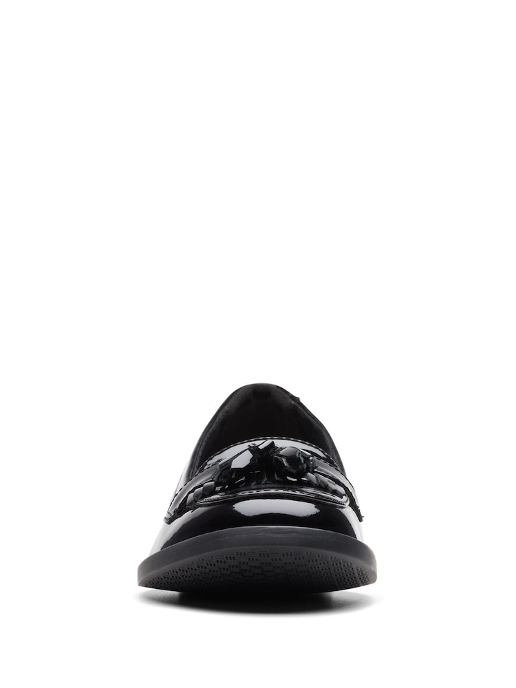 Clarks Black Wide Fit (E) Patent Leather Loafer Shoes - Image 5 of 6